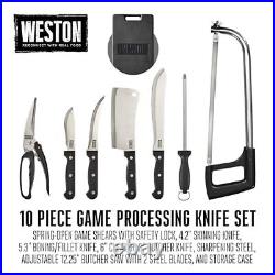 10-Piece Game Processing Knife Kit, 8 Butcher, 6 Cleaver, 5.3 Fillet, and