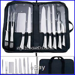 10 Piece Knife Stainless Steel Set Chef Kitchen Cutlery Knives Case Bag Storage