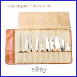 10 Slot Japanese Genuine Leather Chef Knife Roll Bag Leather Knives Storage Case