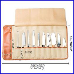 10 Slots Chef Knife Roll Bag Leather Holder Bag Portable Cook Knife Storage Case
