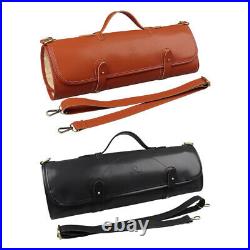 10 Slots Durable Leather Chef Knife Roll Bag Cooking Knives Storage Case