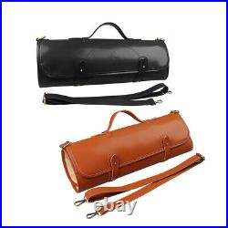 10 Slots Durable Leather Chef Knife Roll Bag Cooking Knives Storage Case