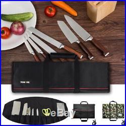 12 Pockets Chef Knife Roll Bag Lightweight Kitchen Cook Storage Case Organizer