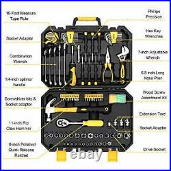 128 Piece Tool Set-General Household Hand Tool Kit Plastic Toolbox Storage Case