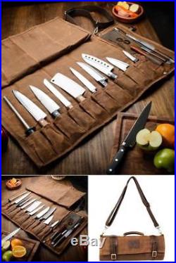 13 Pocket Chef Knife Case Roll Up Storage Bag Easily Carried By Shoulder Strap