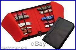 16 Folding Pocket Knife Roll Up Storage Display Case Collection Holder Black Red