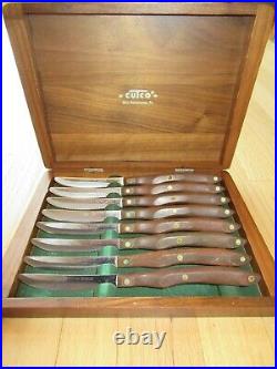 17j/cutco 1059 Set Of 8 Steak Table Knives/wood Storage Case/box/needs Cleaning