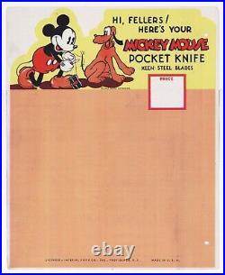 1930's MICKEY MOUSE POCKET KNIFE Store Advertisement WDE Imperial Knife Co