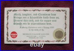 1931 REMINGTON UMC Kleanblade Knife Hardware Store Christmas Gift Card w 1929 ¢