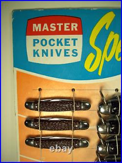 1950sCOLONIALMASTER POCKET KNIVESMINTORIGINAL RARE STORE DISPLAY with19 KNIVES