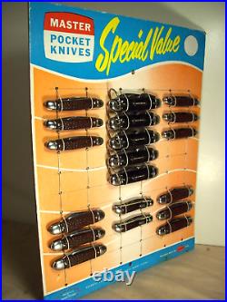 1950sCOLONIALMASTER POCKET KNIVESMINTORIGINAL RARE STORE DISPLAY with19 KNIVES