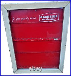1957 RAREVintage Camillus Pocket Knife Counter Store Display with Lime Oak Frame