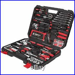 198-Pcs Repair Tool Set, Kit with Hammer, Pliers, Wrenches, Sockets & Storage Case