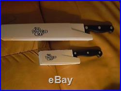 2 PAMPERED CHEF KNIVES WithSHARPENING STORAGE CASES 3 & 8 BLADES & CAN OPENER