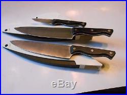 2 Pampered Chef 8 Chefs + 3 Paring Knives in Self-Sharpening Storage Cases
