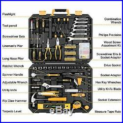 208Pcs Full Tool Set Household Hand Tool Kit with Plastic Toolbox Storage Case