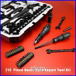 218 Piece Household Auto Repair Tools Set with Portable Plastic Storage Case
