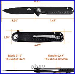 3.54 Folding Pocket Knife EDC D2 Blade G10 Handle Tactical Outdoor Camping Kniv