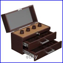 3 Tier Pocket Knife Display Case Lockable Wooden Box for Knives Watches Wallets