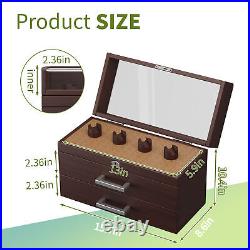 3 Tier Pocket Knife Display Case Lockable Wooden Box for Knives Watches Wallets