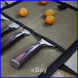 4 Slots Chef Knife Roll Bag Zipper Canvas Kitchen Cooking Storage Case Durable