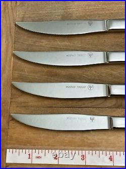 4 pc Wusthof Trident Solid Stainless Steel Steak Knife Set in Aluminum Case VGC