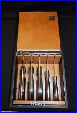 5 Piece Ekco Arrowhed EHP Knife Set with Storage Wood Case American USA, Vintage