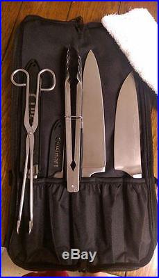 5-Pocket Padded Knife Roll Red chef bag pocket carry case cutlery wallet storage