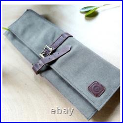 5 Slot Japanese Chef Knife Roll Bag Wax Canvas Leather Knife Storage Case Wallet