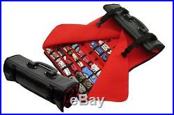 50 Knife Roll-up Case Knives Holder Storage Roll Black Out With Red Cloth Inside