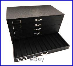 50 Slot Grained Leatherette 5 Drawer Wood Pocket Knife Storage Organizer Case