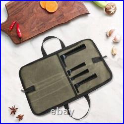 5XKnife Bag(4 Slots) Chef Knife Case Waxed Canvas Roll Storage Knife Carrying