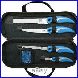 6 Pcs Fishing Camping Hunting Travel Knife and Sharpening Set With Storage Case