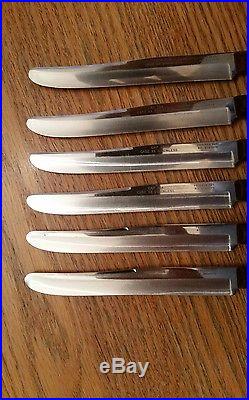 6 Vintage Case XX M254 Miracl-edge Steak Knives with Wood Handles withStorage Case