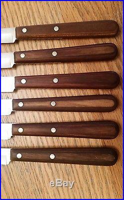 6 Vintage Case XX M254 Miracl-edge Steak Knives with Wood Handles withStorage Case