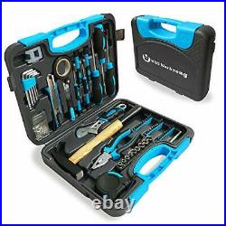 60PCS Household Tool Set Kit with Plastic Storage Case (Blue)