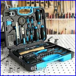 60PCS Household Tool Set Kit with Plastic Storage Case (Blue)
