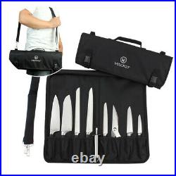 8 Slot Chef Knife Bag Roll Carry Case Adjustable Straps Kitchen Cooking Storage