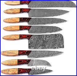 8pcs Pro Best Damascus Steel Chef/Kitchen Knife set With Storage Roll Case Bag