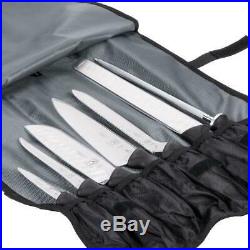 8pcs Stain-Free Japanese Steel Stamped Blades Knife Set with Storage Roll Case NEW