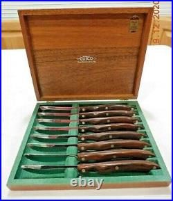 8x Cutco 59 Table Knives With Wood Storage Case Box Euc Condition 1059 1759