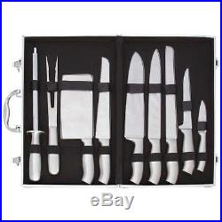 9 Piece All Stainless Steel Kitchen Cutlery Knife Set With Aluminum Storage Case