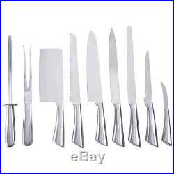 9 Piece All Stainless Steel Kitchen Cutlery Knife Set With Canvas Storage Case