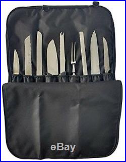 9 Pocket Chef Knife Case Carry Storage Organizer Bag Wallet Cutlery, Black