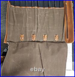 Aaron Leather Goods Tuscania Knife Roll Storage Bag Case, Caramel Brown Leather