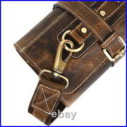 Aaron Leather Goods Tuscania Knife Roll Storage Bag Case, Cedar & Royal Blue