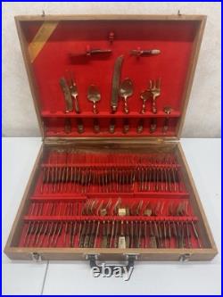 Amazing Full Service for 12 Thailand Plated Cutlery -Wooden Carry Case Amazing Full Service for 12 Thailand Plated Cutlery -Wooden Carry Case