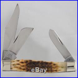 Amber Bone Large Stockman Pocket Knife Blades Fold Into Handle Storage New Style