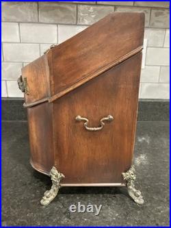 Antique English Georgian Era Mahogany Knife Box- Shows Age And Screws Replaced