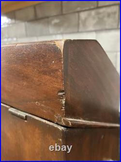 Antique English Georgian Era Mahogany Knife Box- Shows Age And Screws Replaced